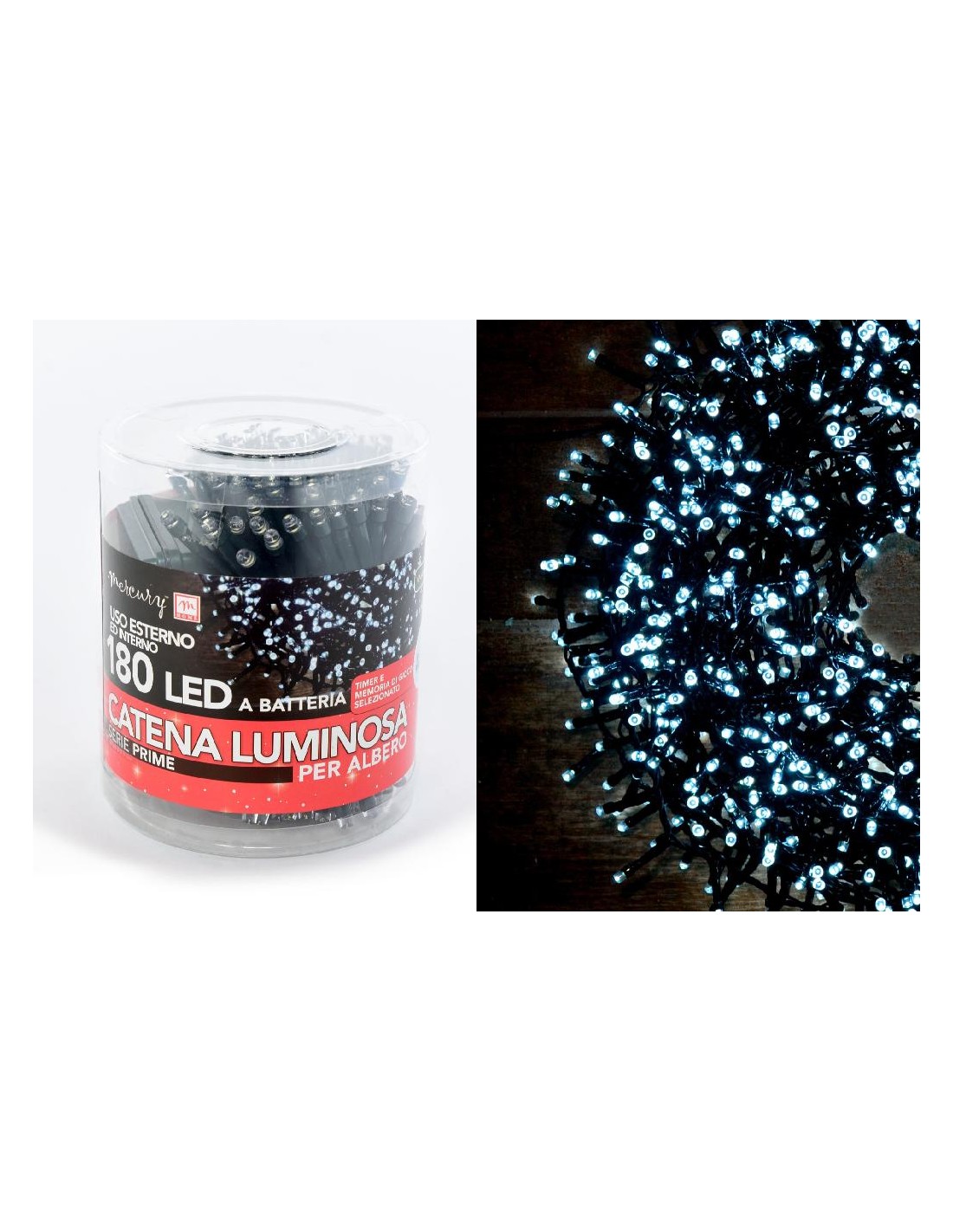 LUCI DI NATALE: vendita online Serie Luminosa Catena 180 LED Bianco di Natale - La Magia di Natale a casa tua! in offerta