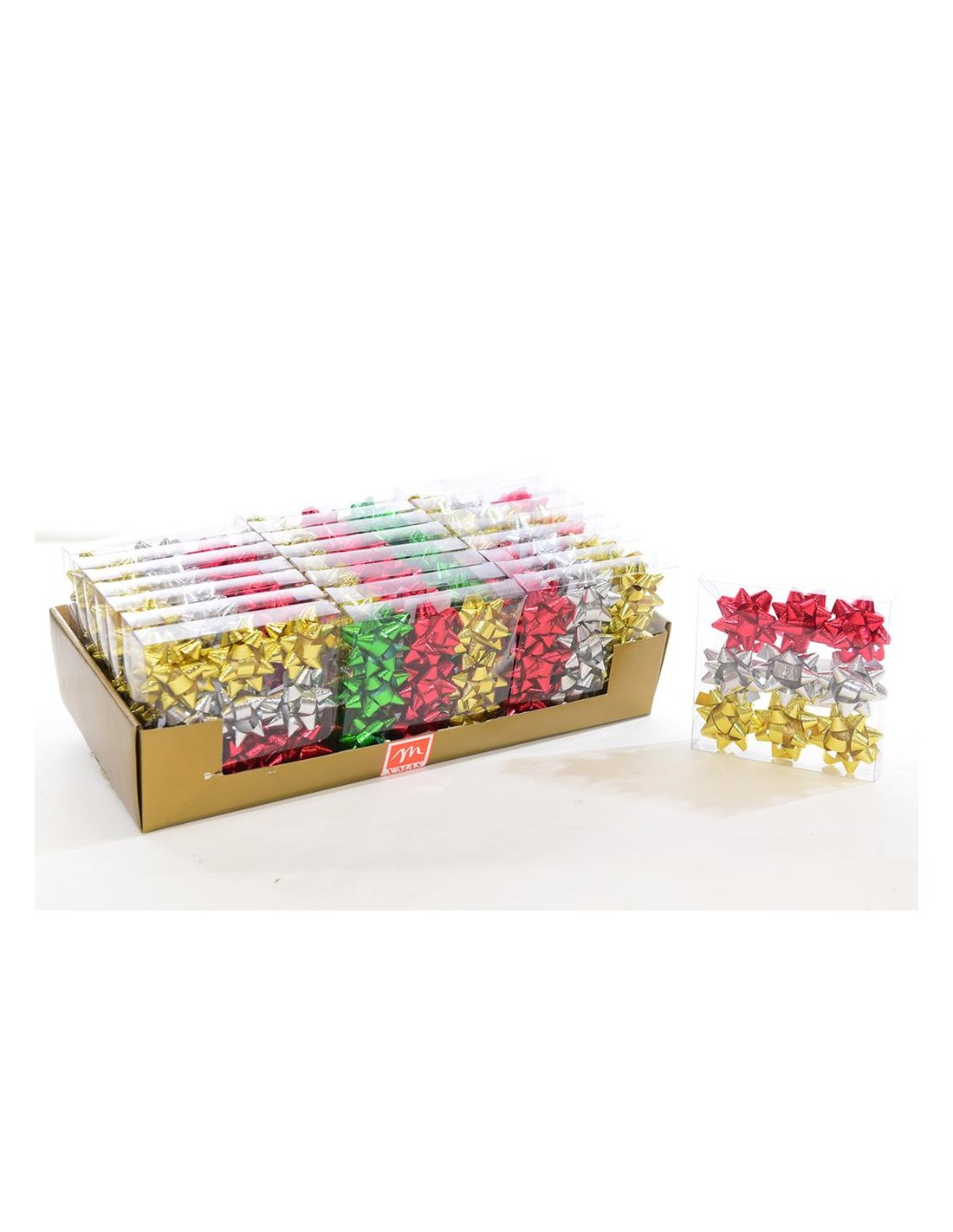 BUSTE E CARTE DA REGALO: vendita online SET 9 COCCARDE NATALIZIE 12,5X12,5CM COLORI ASSORTITI in offerta