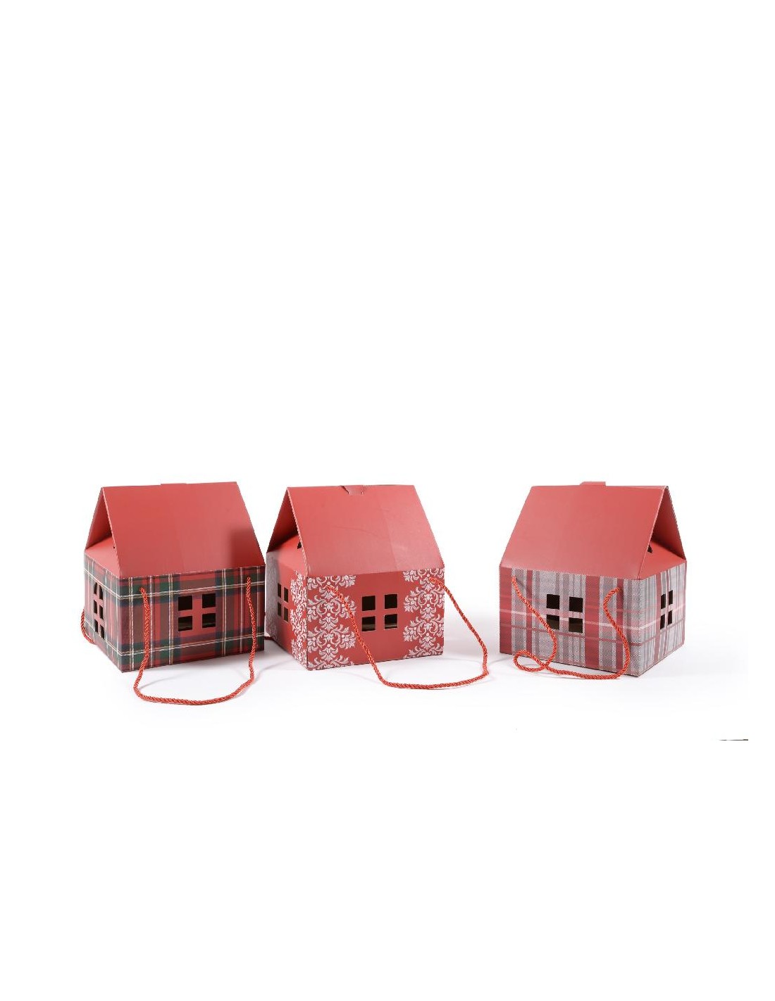 BUSTE E CARTE DA REGALO: vendita online SCATOLA PANETTONE CASETTA CON DECORI 24,5X24,5X32CM in offerta