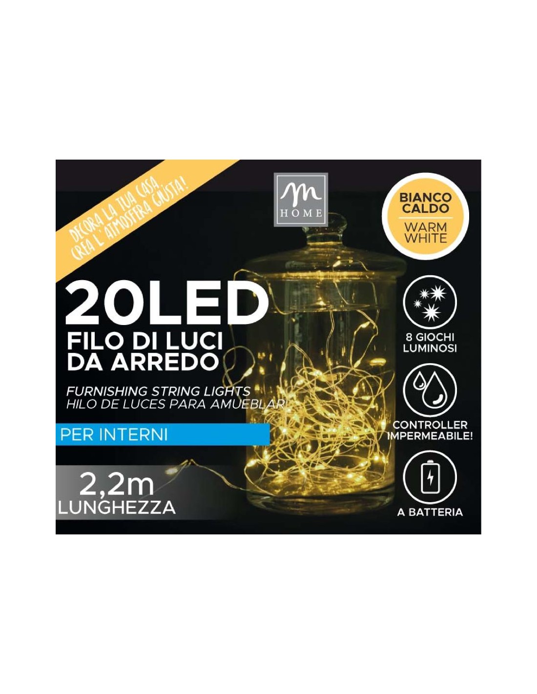 LUCI DI NATALE: vendita online FILO 20 LED BIANCO CALDO IN ESPOSITORE CON TRYME in offerta