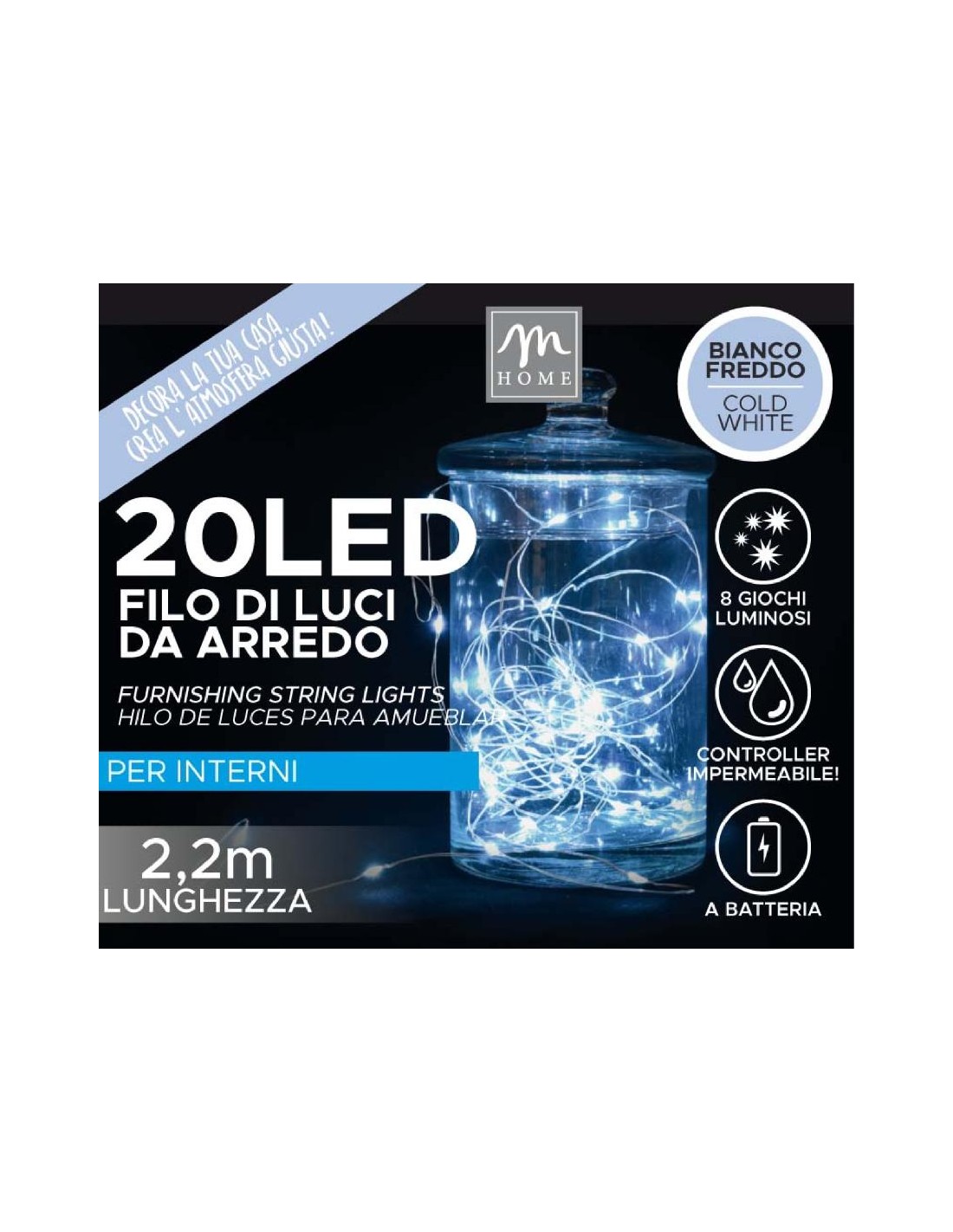 LUCI DI NATALE: vendita online FILO 20 LED BIANCO IN ESPOSITORE CON TRYME in offerta