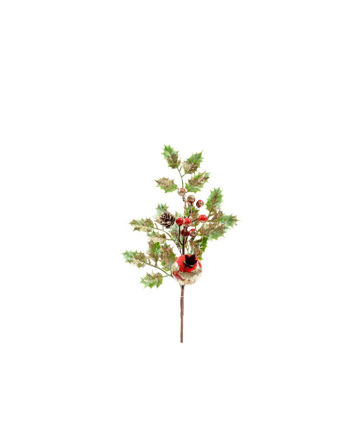 FIORI: vendita online TRALCIO NATALIZIO MELOGRANO DORATO 42CM in offerta