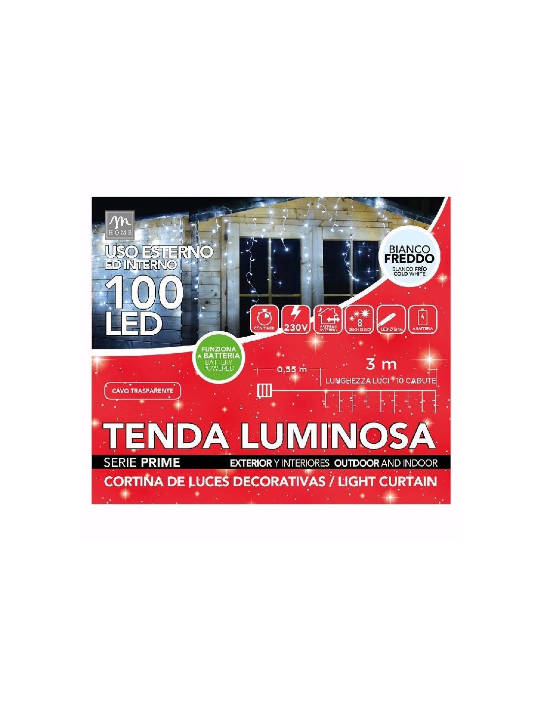 LUCI DI NATALE: vendita online Tenda 100 LED Colore Bianco 3x0,9m - La Magia di Natale a casa tua! in offerta