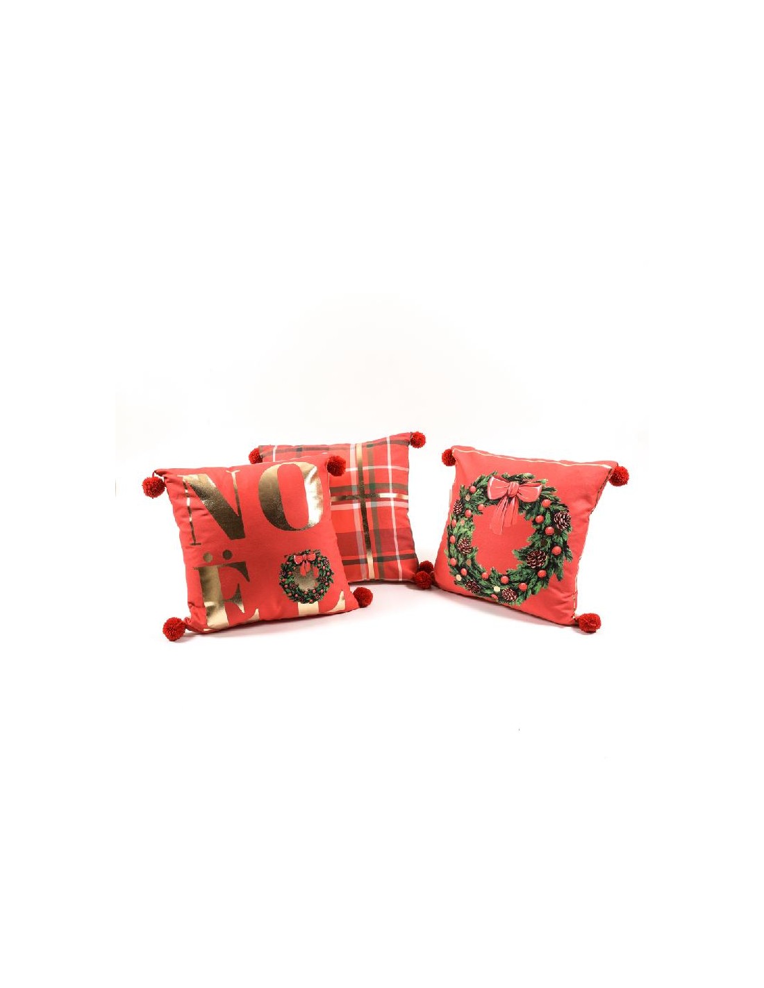 TESSILE: vendita online CUSCINO GOLDEN NOEL ROSSO 45X45CM DECORI ASSORTITI in offerta