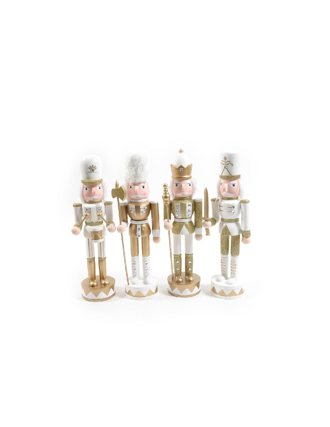 OGGETTISTICA NATALE: vendita online Soldatino in Legno Bianco Oro H36cm di Natale - La Magia di Natale nella tua Casa in offerta