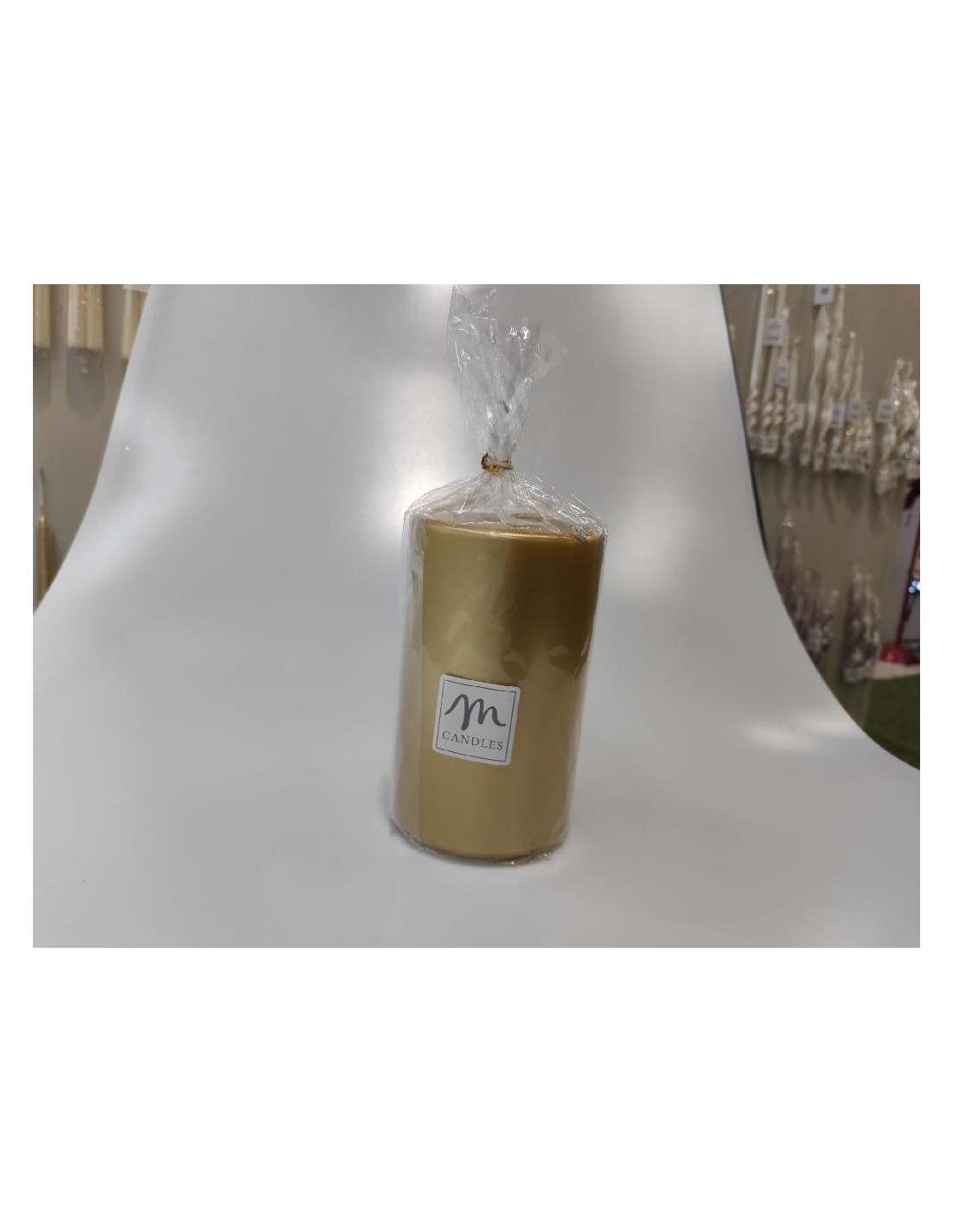 CANDELE E GIROCANDELE: vendita online CANDELA PILLAR LUCIDA 15X8CM ORO in offerta