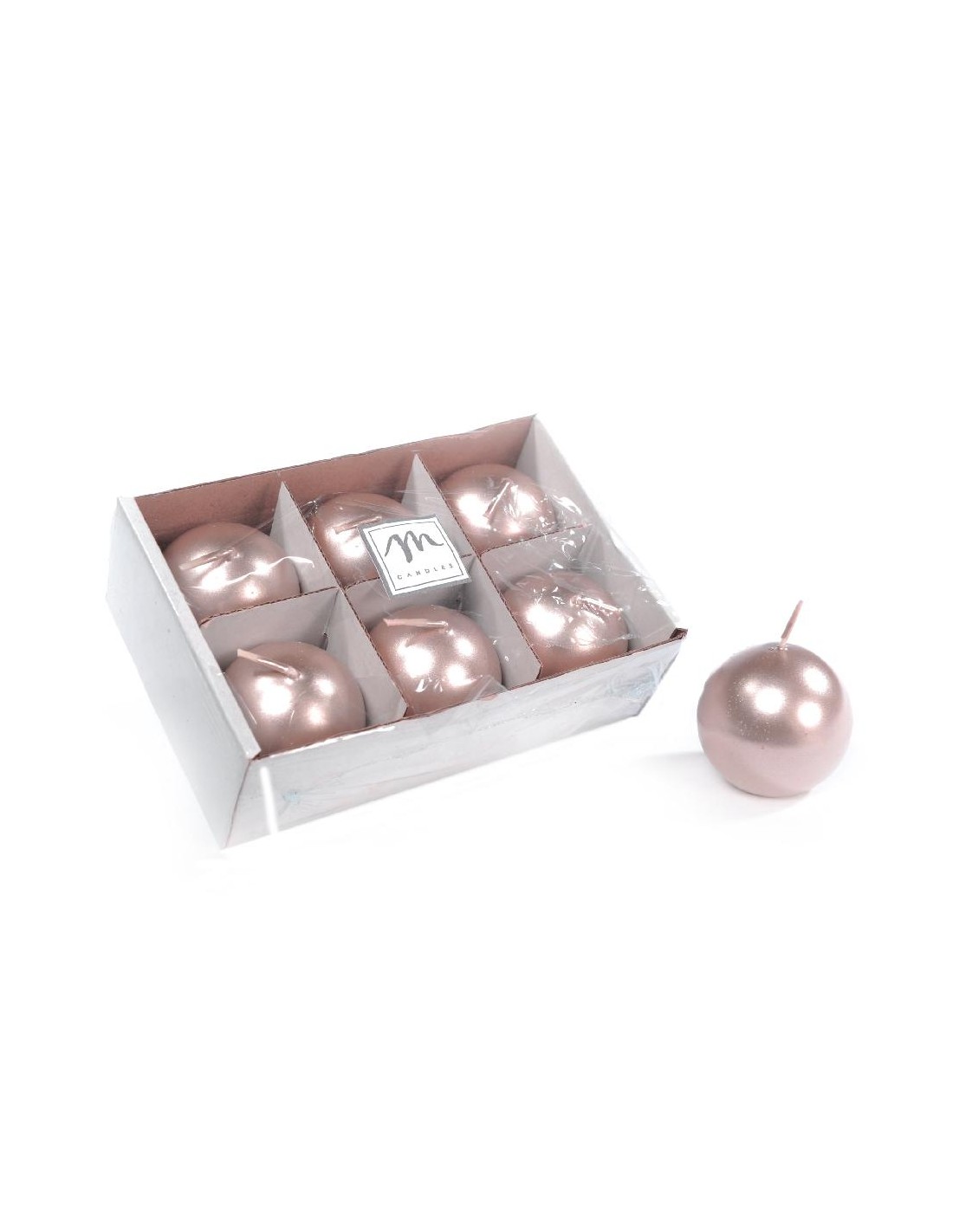 CANDELE E GIROCANDELE: vendita online SET 6 CANDELE SFERA LUCIDE ROSE GOLD D5CM in offerta