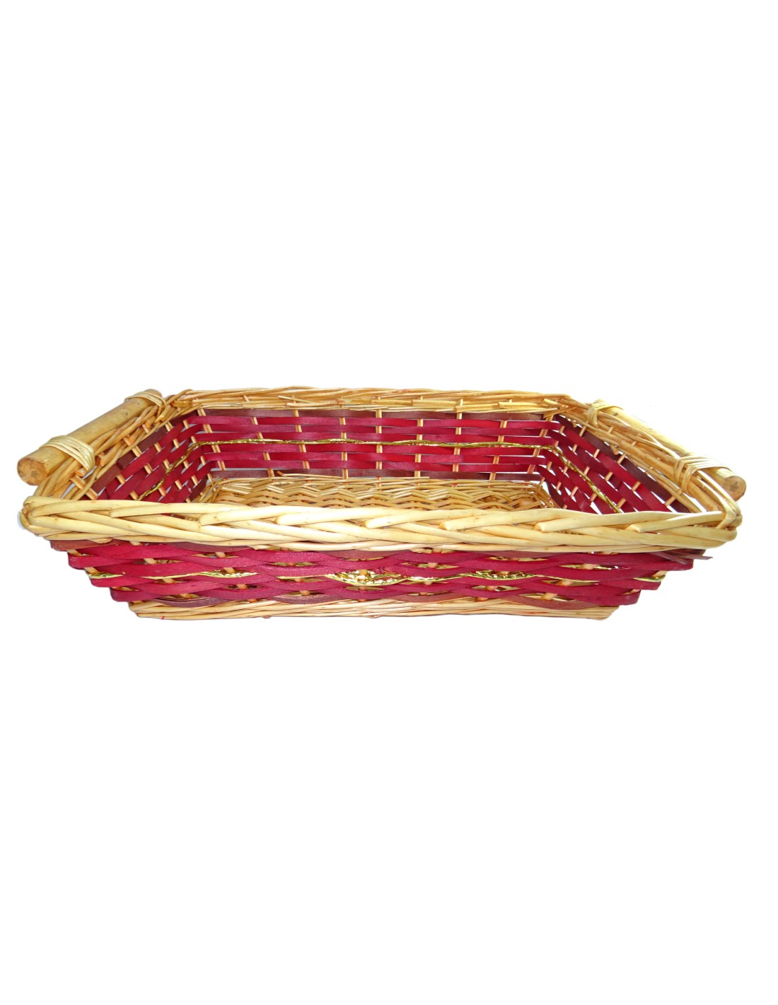 CESTERIA: vendita online CESTO VIMINI RETTANGOLARE ROSSO ORO CON MANICI 686 in offerta