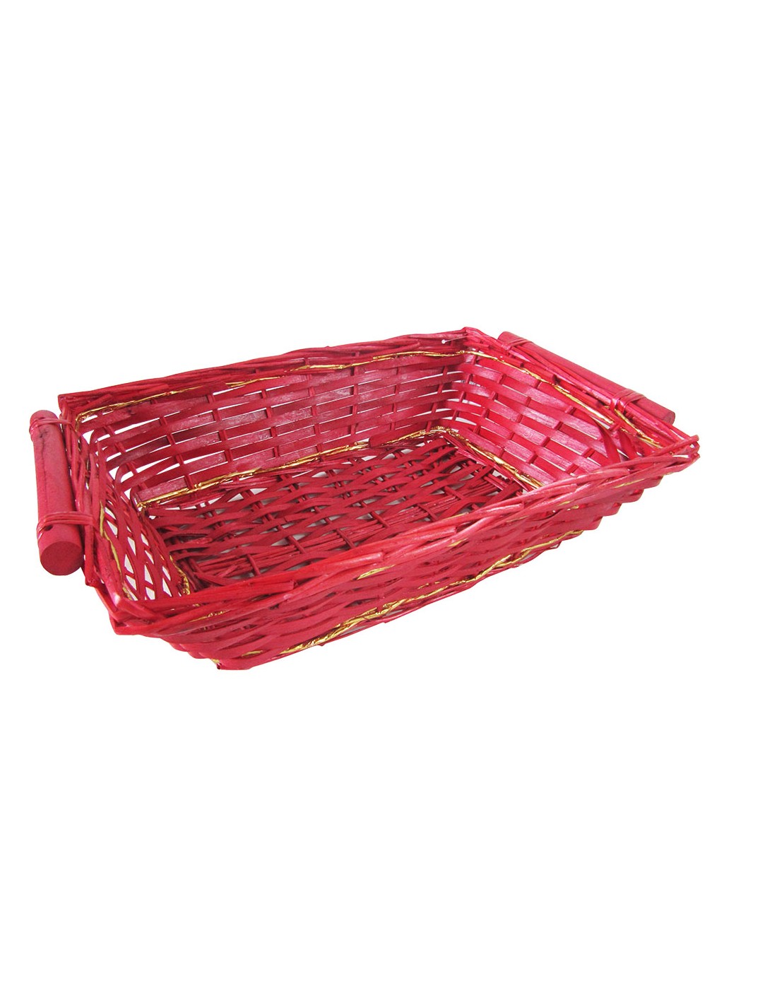 CESTERIA: vendita online CESTO VIMINI RETTANGOLARE ROSSO CON MANICI 689 in offerta