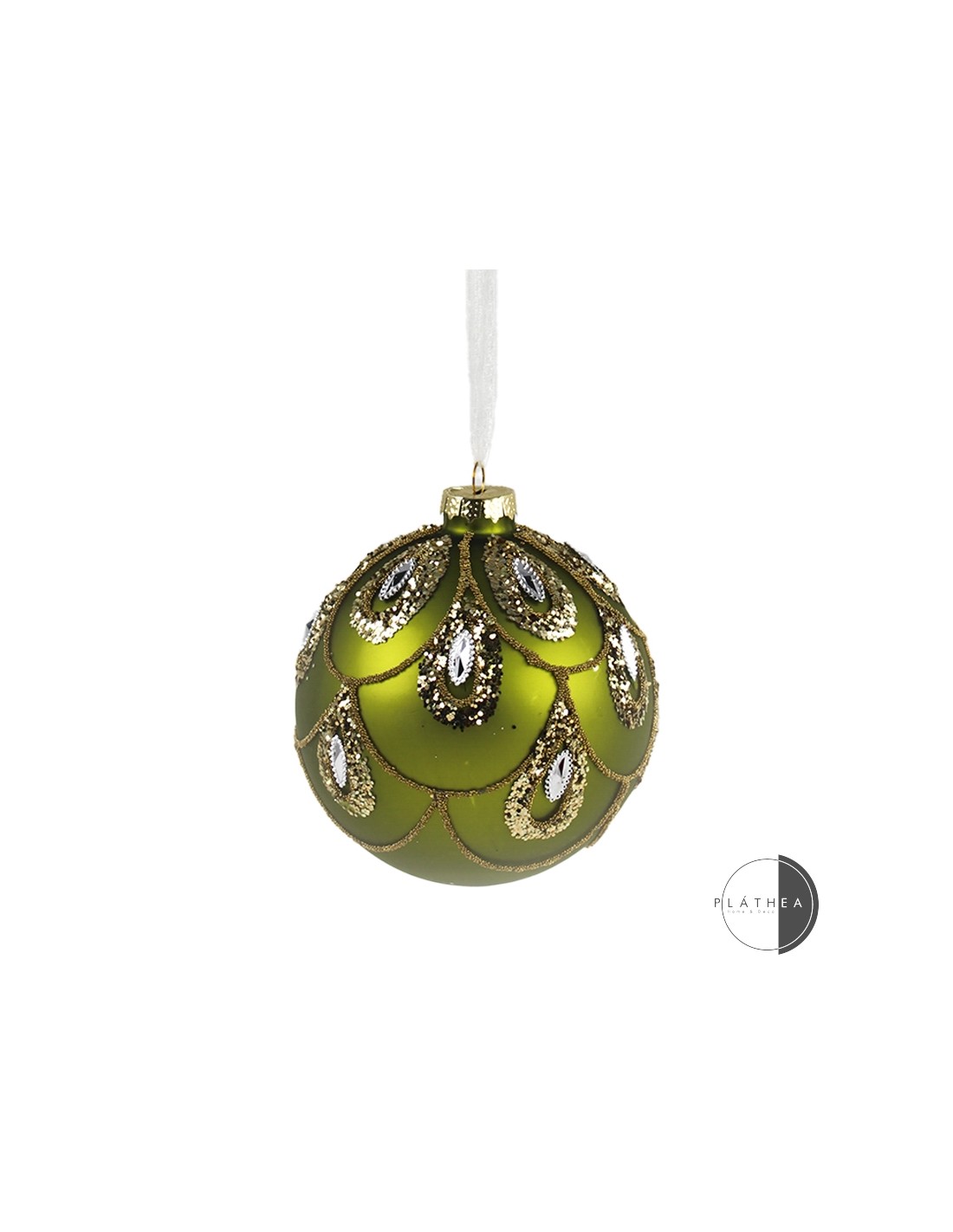 SFERE E PENDAGLI: vendita online SFERA VETRO 8CM VERDE DECORO ORO in offerta