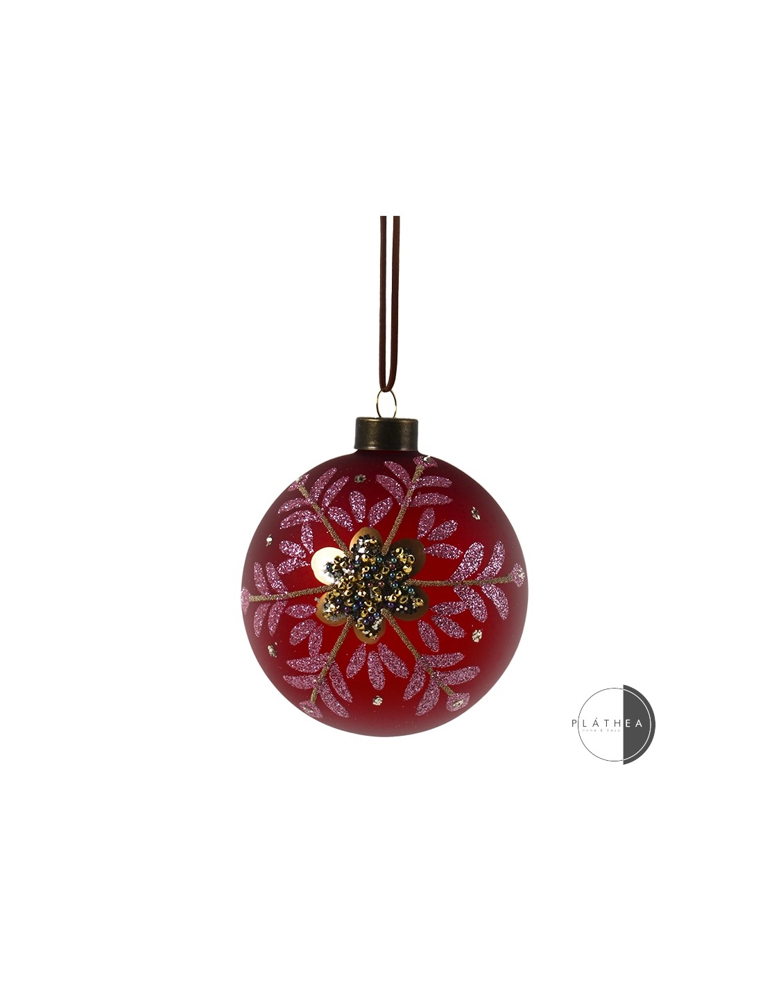 SFERE E PENDAGLI: vendita online SFERA VETRO 10CM ROSSO FIORE ORO in offerta