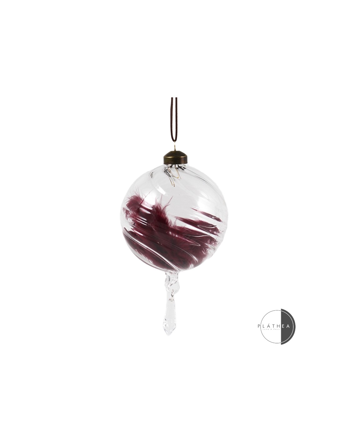 SFERE E PENDAGLI: vendita online SFERA VETRO 10CM TRASPARENTE PIUMA BURGUNDY in offerta