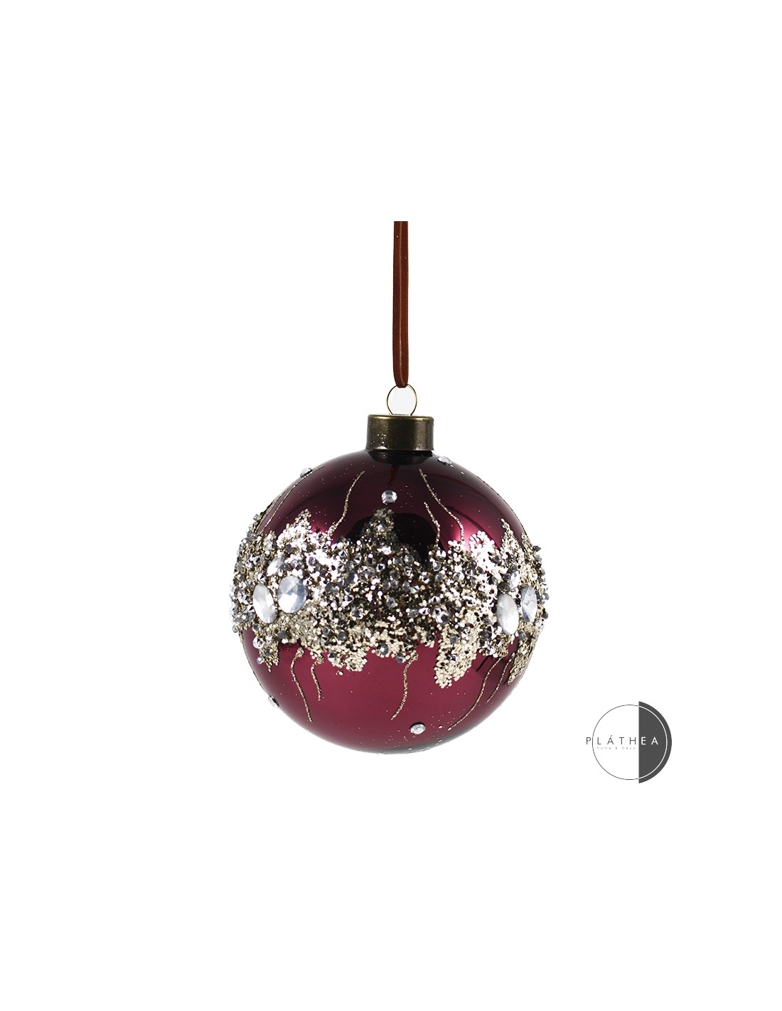 SFERE E PENDAGLI: vendita online SFERA VETRO 10CM BURGUNDY DECORO STRASS in offerta