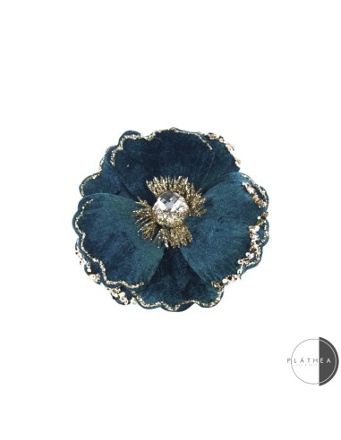 FIORI: vendita online MAGNOLIA BLU D15CM CON CLIP POLIESTERE in offerta