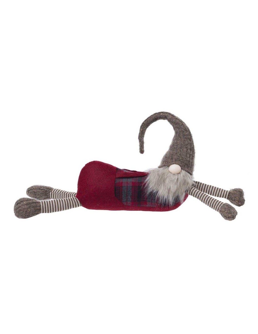 OGGETTISTICA NATALE: vendita online FERMAPORTA GNOMO 074373 ROSSO/SCOZZESE CON CAPPELLO MARRONE in offerta