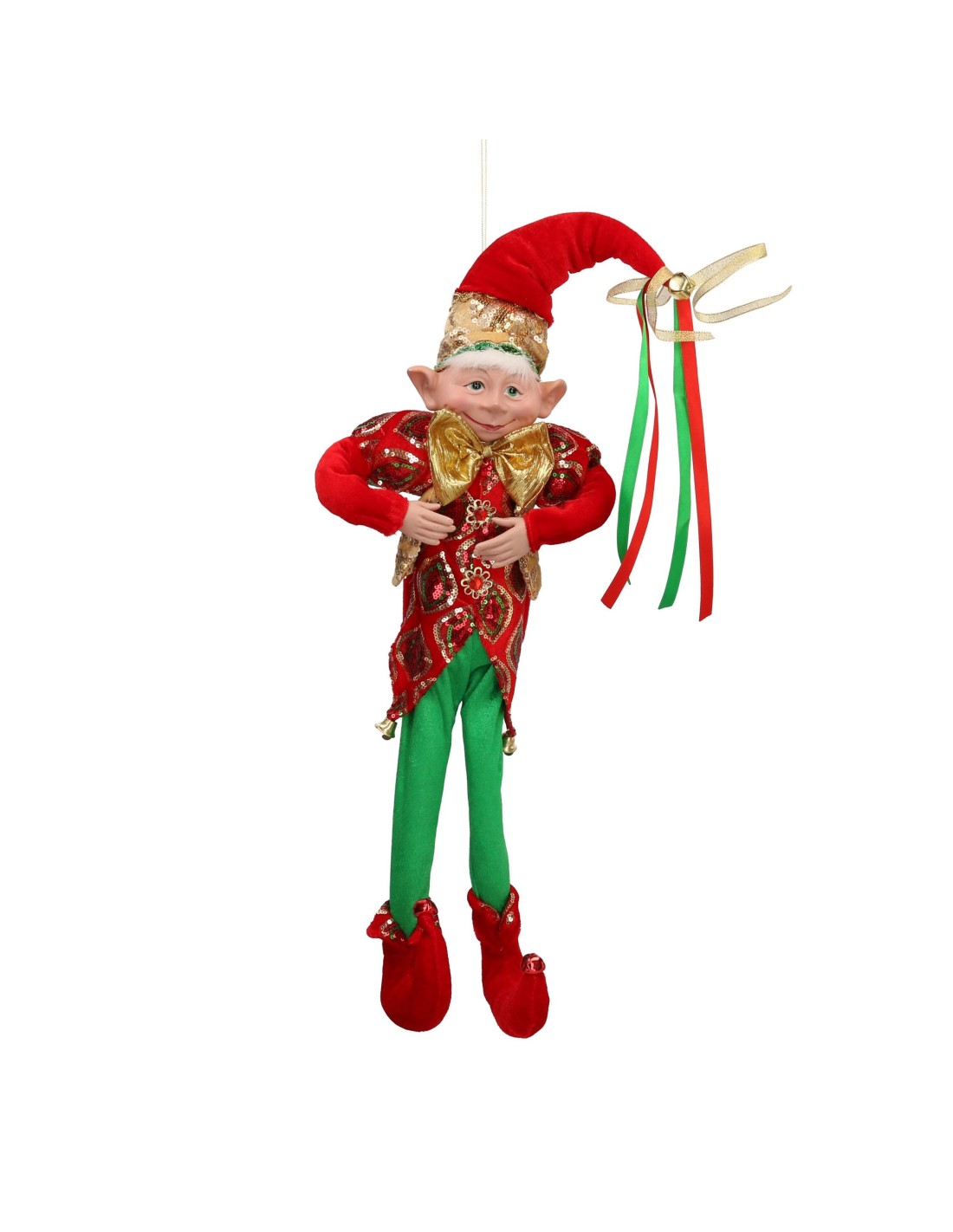 OGGETTISTICA NATALE: vendita online ELFO TESSUTO ROSSO/VERDE 24X17X91CM in offerta