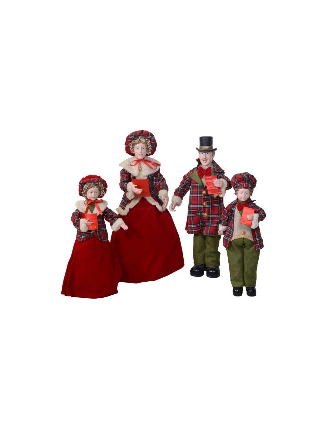 OGGETTISTICA NATALE: vendita online SET 4PZ FAMIGLIA NATALIZIA 70CM ROSSO SCOZZESE in offerta