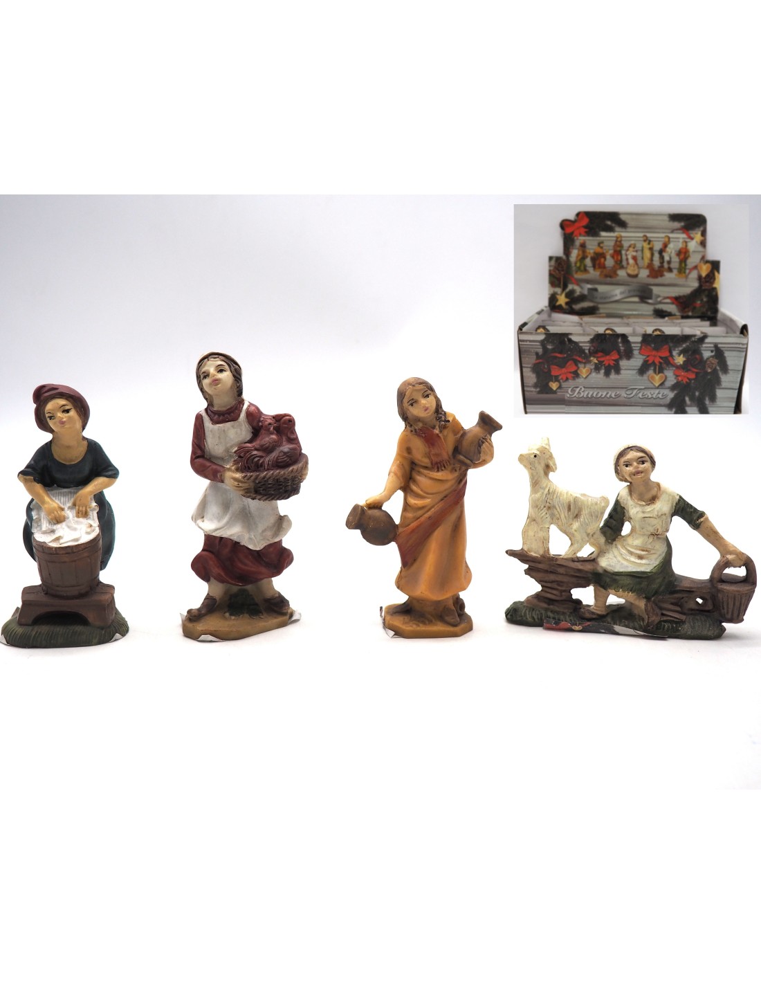 PERSONAGGI PRESEPE: vendita online Donna di Natale con Cesto o Animale H10,5-7,5cm, Statuina in Resina, Dettagli Realistici, ...