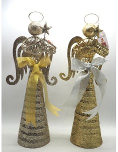 OGGETTISTICA NATALE: vendita online ANGELO METALLO 50CM CON FIOCCO ORO/CHAMPAGNE in offerta