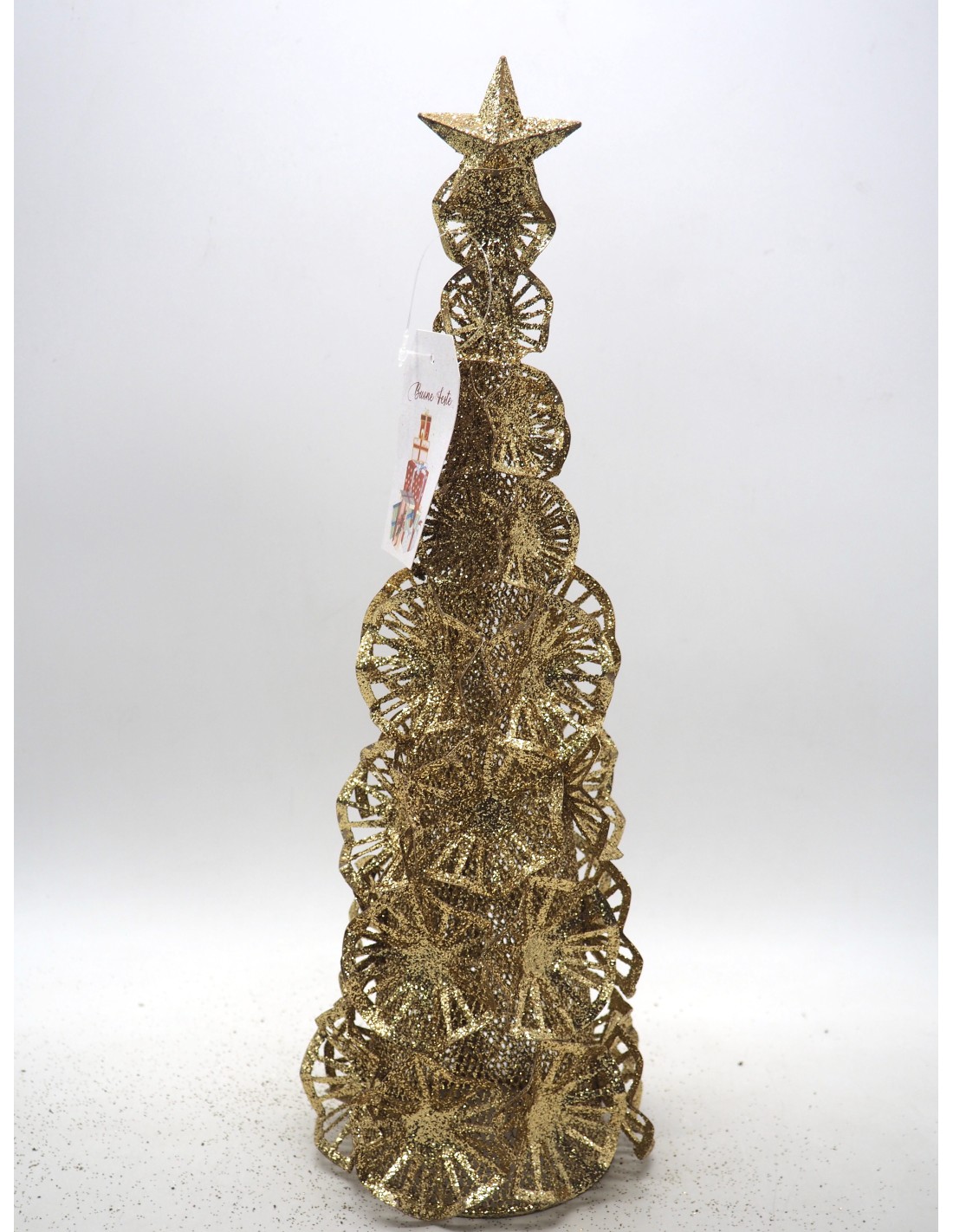 OGGETTISTICA NATALE: vendita online ALBERO METALLO 40X13CM CON FIORI E STELLA ORO in offerta