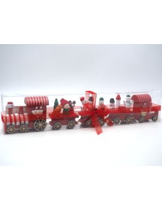 OGGETTISTICA NATALE: vendita online Trenino Natalizio in Legno Rosso 30x6,5cm, Decorazione Classica da Tavolo o Mensola in of...