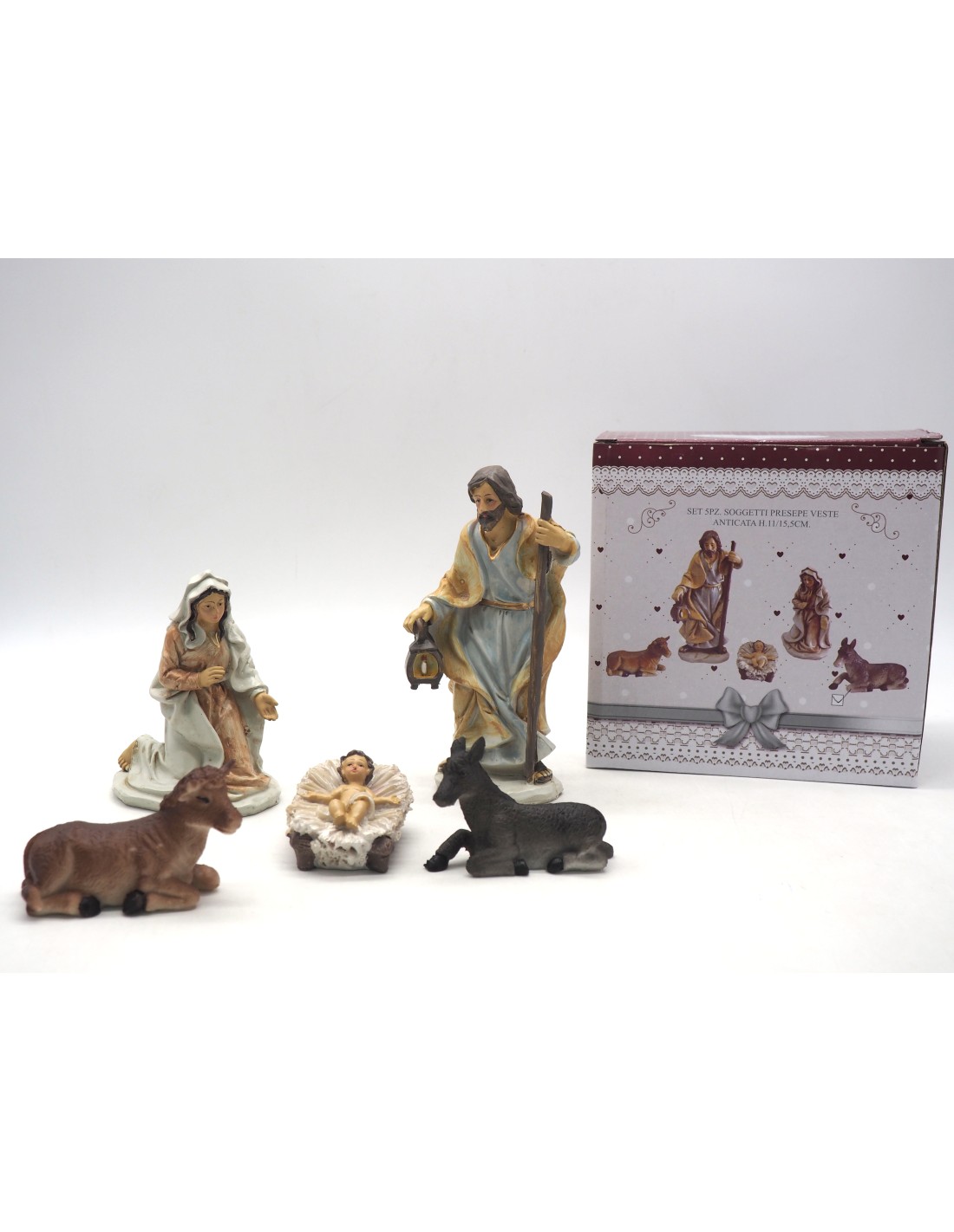 PERSONAGGI PRESEPE: vendita online SET 5 SOGGETTI PRESEPE H11/15,5CM VESTE ANTICATA in offerta