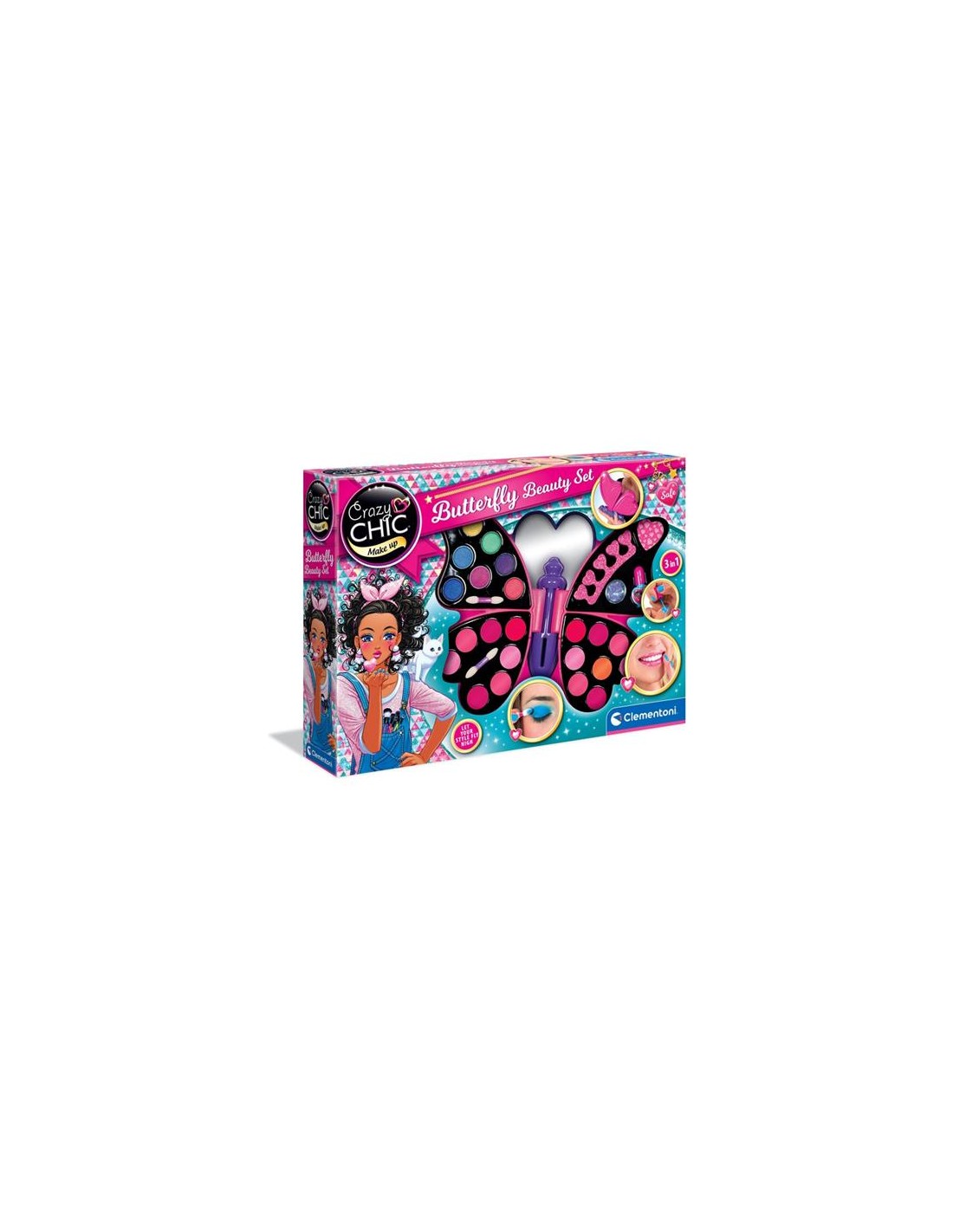 GIOCHI GIRL: vendita online CRAZY CHIC CLEMENTONI BUTTERFLY BEAUTY SET TROUSSE PER BAMBINI in offerta