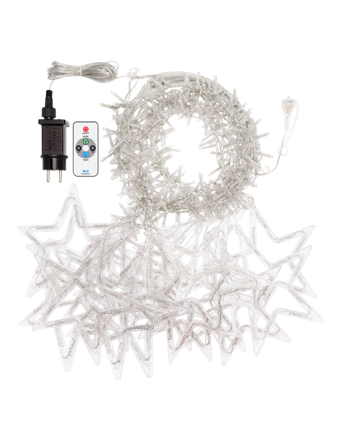 LUCI DI NATALE: vendita online Ice Cluster Light 500xH105cm con 20 Stelle - 620 LED Bianco Caldo Ø5mm | Decorazione Natalizia...