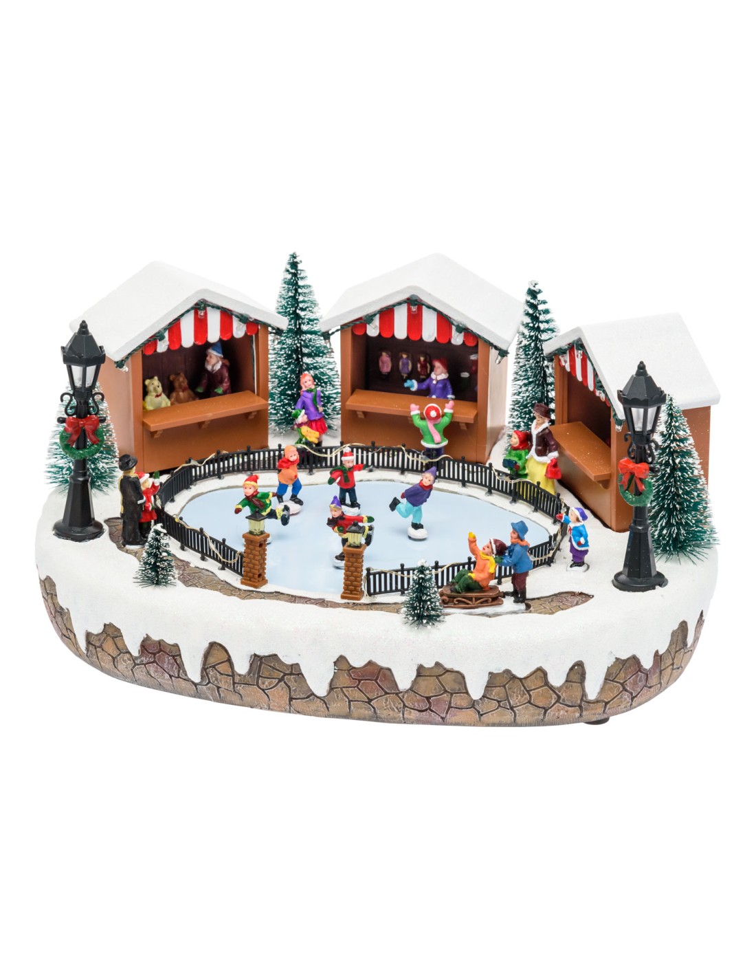 GIOSTRINE E VILLAGGI: vendita online Villaggio di Natale Lago Ghiacciato 35x15cm, Pattinatori in Movimento, Trasformatore, La...