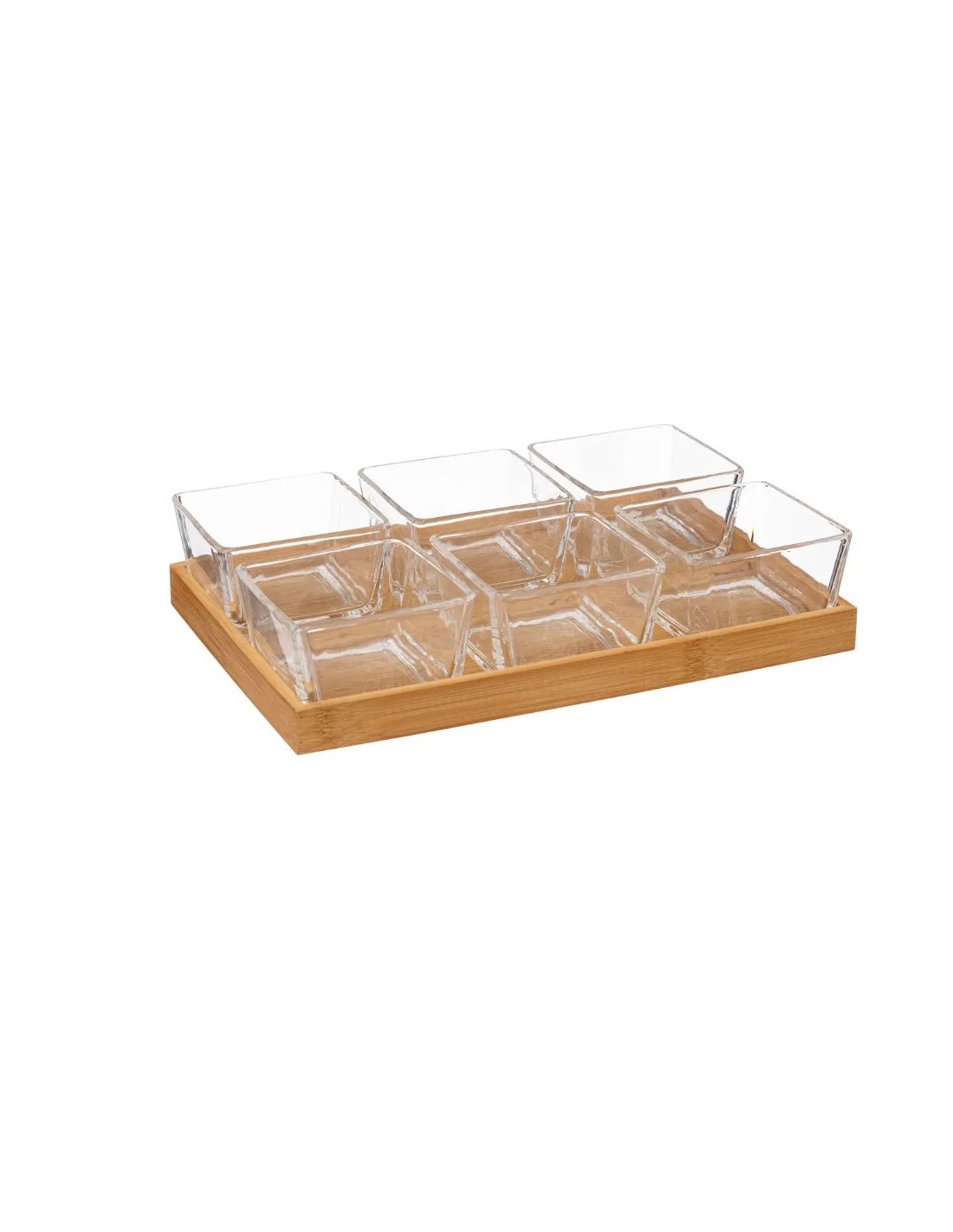ACCESSORI VARI: vendita online SET APERITIVO 194195 6 CIOTOLE VETRO CON VASSOIO BAMBOO in offerta