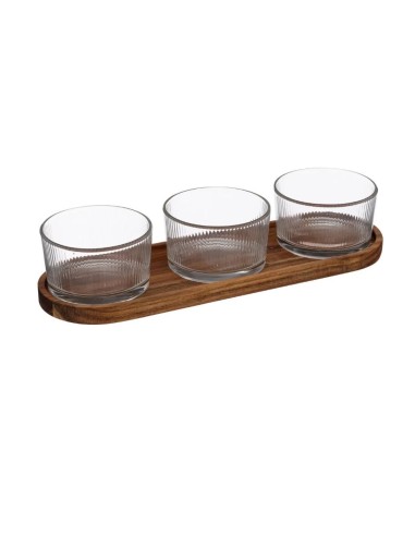 ACCESSORI VARI: vendita online SET APERITIVO 196306 3 CIOTOLE CON VASSOIO ACACIA in offerta