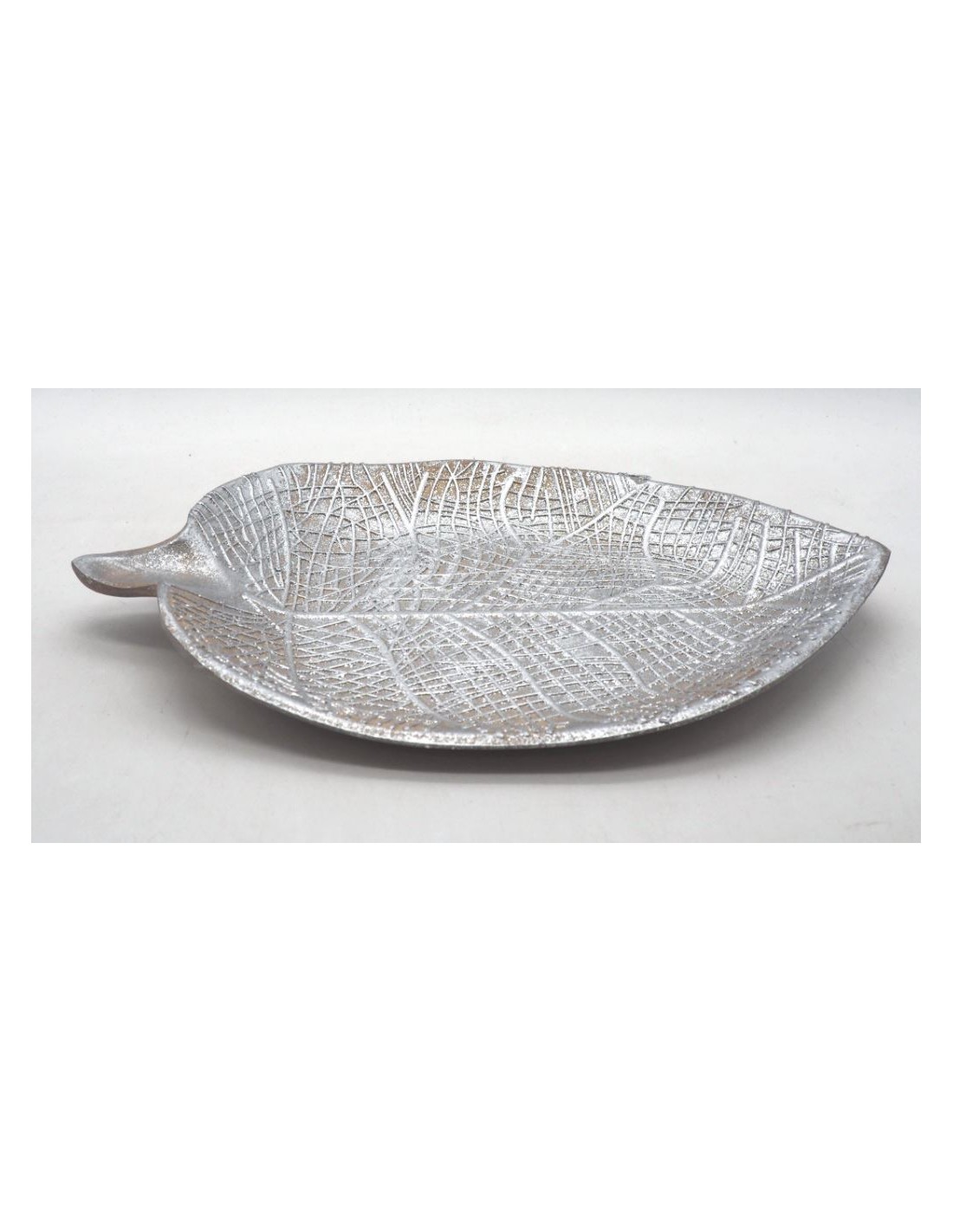 OGGETTISTICA NATALE: vendita online VASSOIO 33404 FOGLIA MDF ARGENTO 25X14CM in offerta