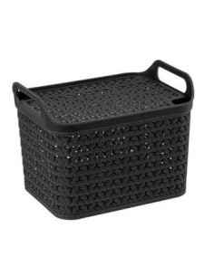 CESTE BUCATO PLASTICA: vendita online CESTINO FORATO 193497 CON COPERCHIO 12LT NERO in offerta