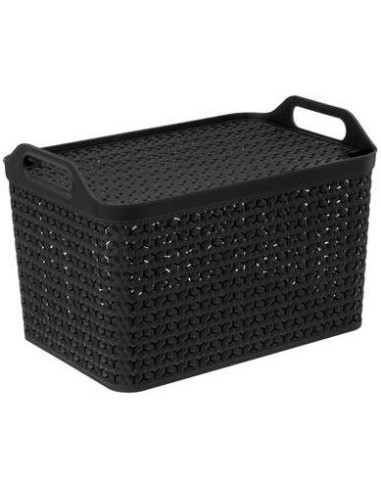 CESTE BUCATO PLASTICA: vendita online CESTA FORATA 193496 CON COPERCHIO 24LT NERO in offerta