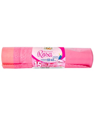 SACCHI IMMONDIZIA: vendita online CONF 15 SACCHI PATT 35LT ROSA 55X65 in offerta