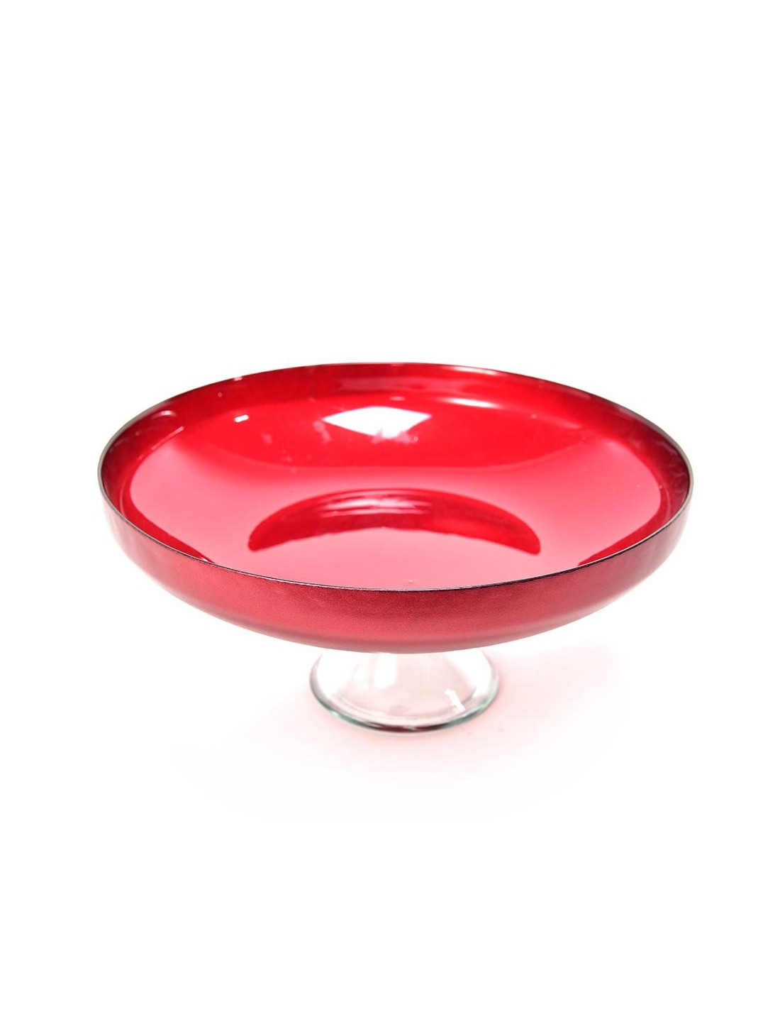 VETRERIE: vendita online ALZATA IN VETRO ROMANTIC ROSSO 28X13,5CM in offerta