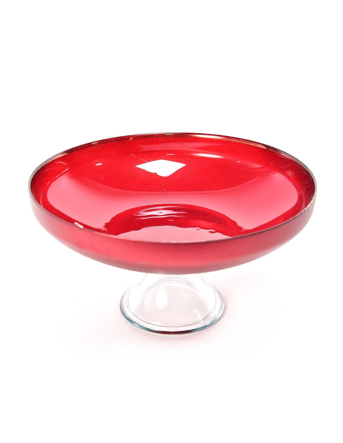 VETRERIE: vendita online ALZATA IN VETRO ROMANTIC ROSSO 24X13,5CM in offerta