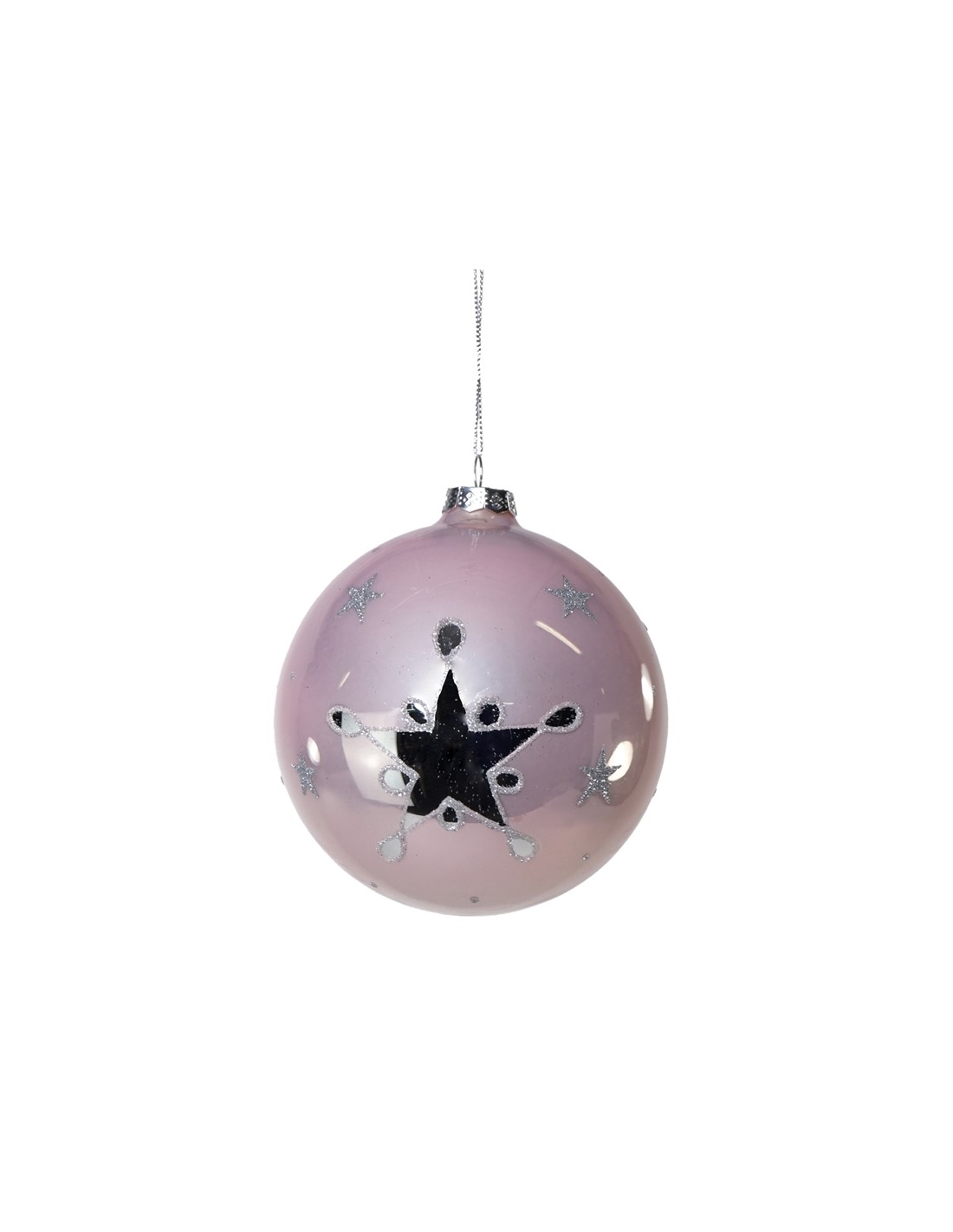 SFERE E PENDAGLI: vendita online PALLA ROSA DEC.STELLA D.8CM VETRO in offerta