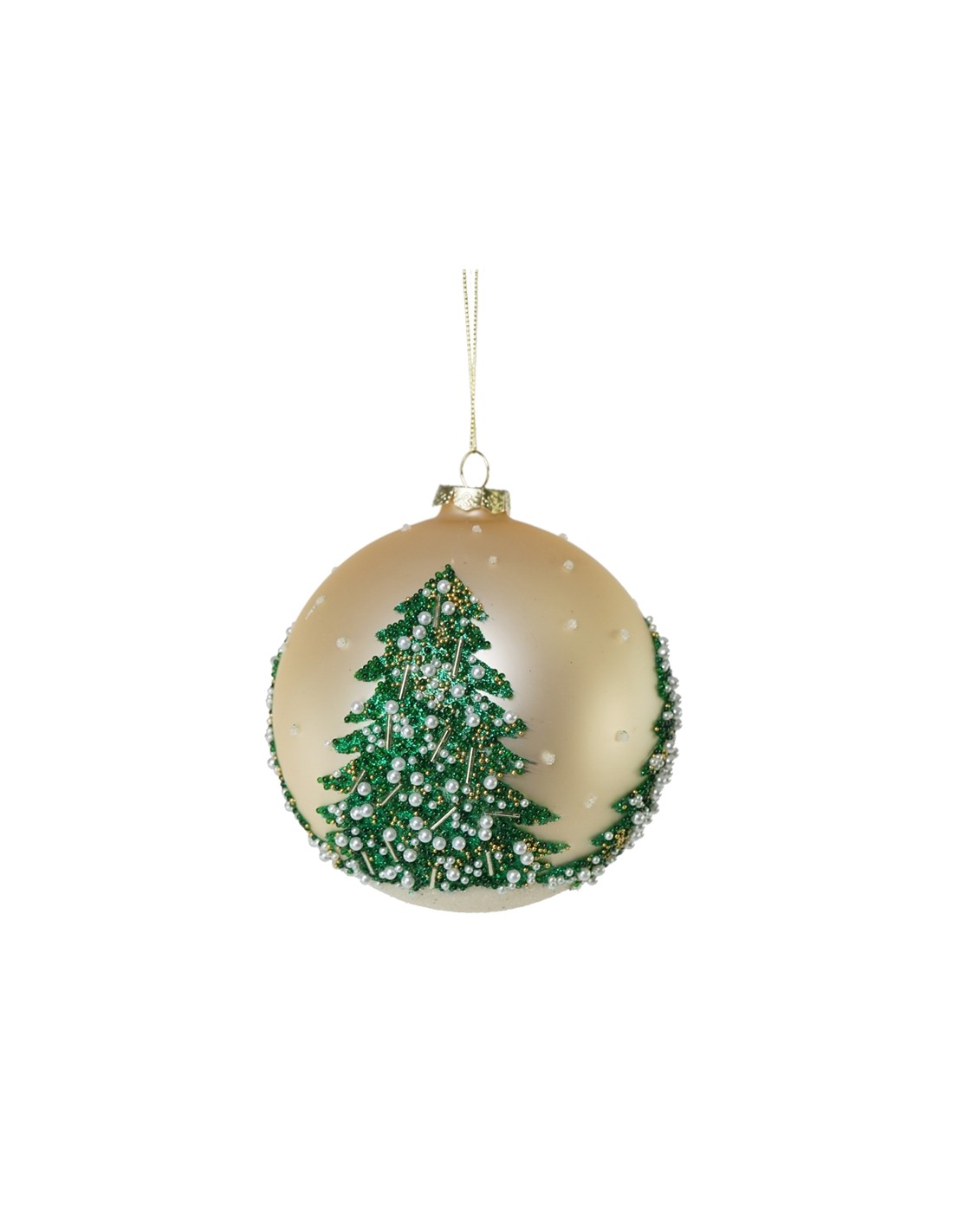 SFERE E PENDAGLI: vendita online PALLA AVORIO DEC.ALBERO D.10CM VETRO in offerta