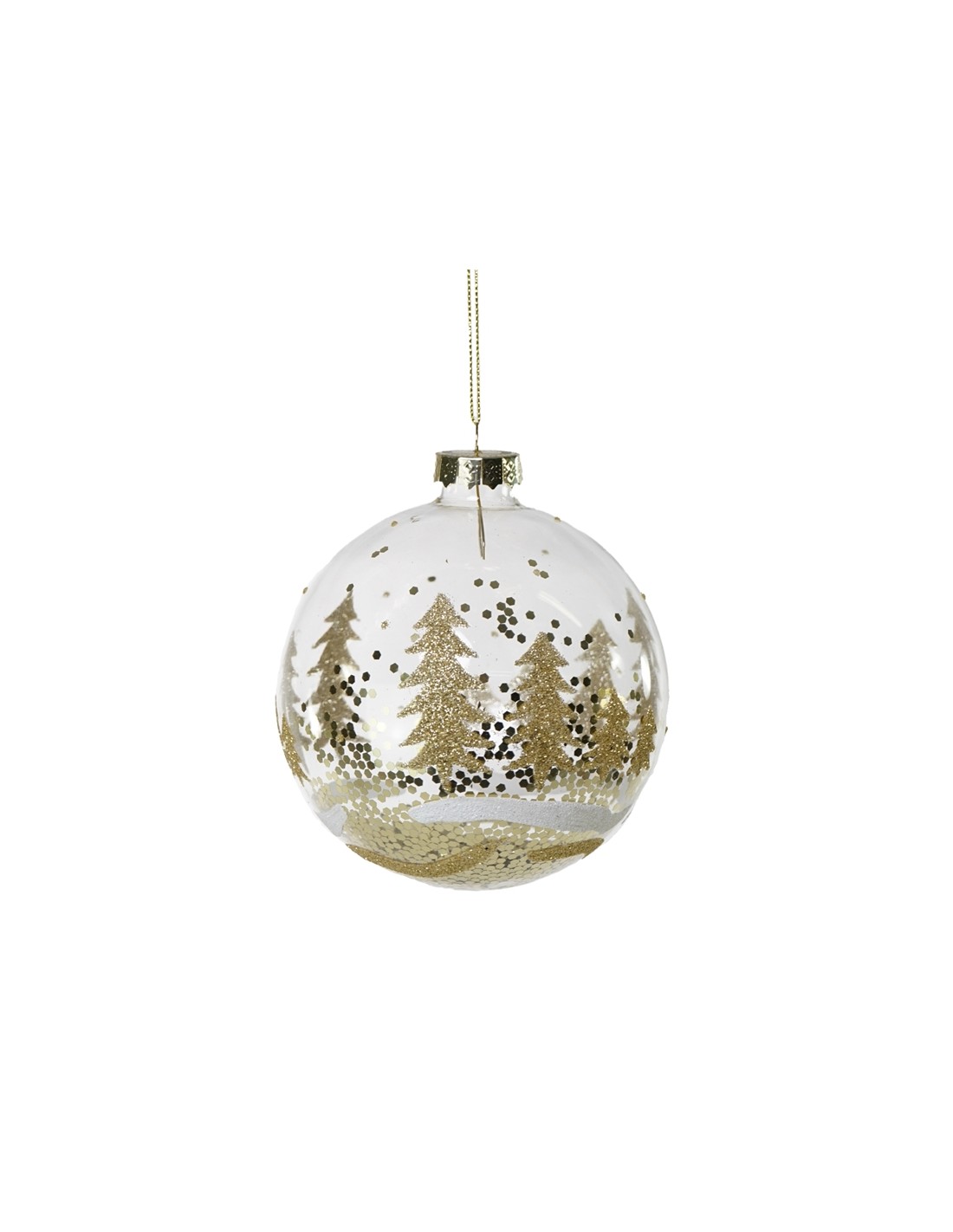 SFERE E PENDAGLI: vendita online PALLA TRASP. ALBERI ORO C.GLITTER D.10CM VETRO in offerta