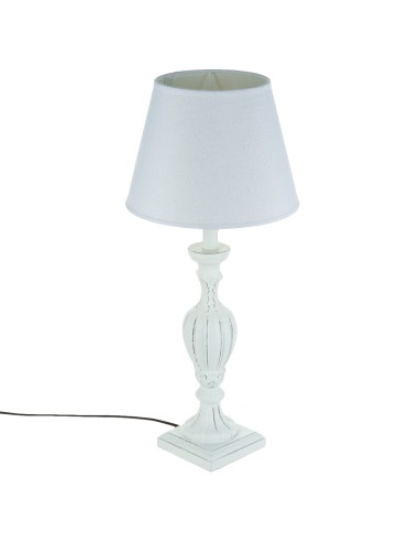 LAMPADA LEGNO PATINATO 56CM BIANCO