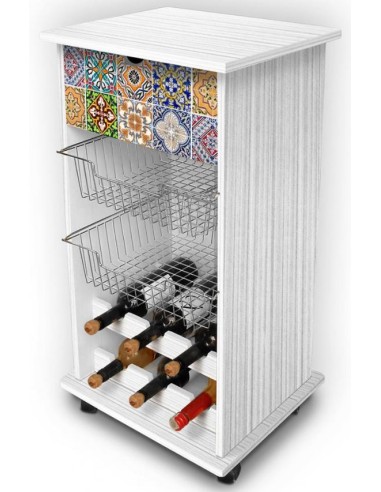 CARRELLO PORTAPANE 40X45X85 WHITE-TILES