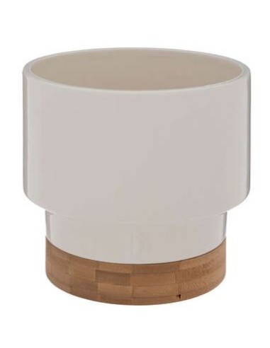 VASO 196719A CERAMICA/BAMBOO BIANCO 16X15CM