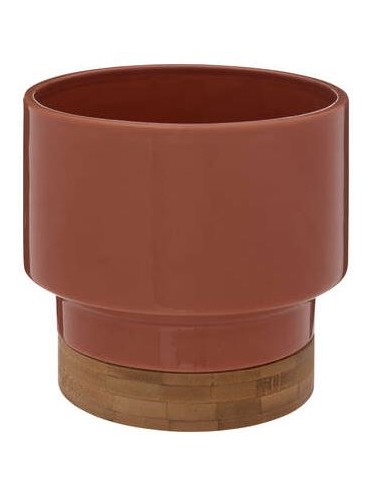 VASO 196719B CERAMICA/BAMBOO MARRONE 16X15CM