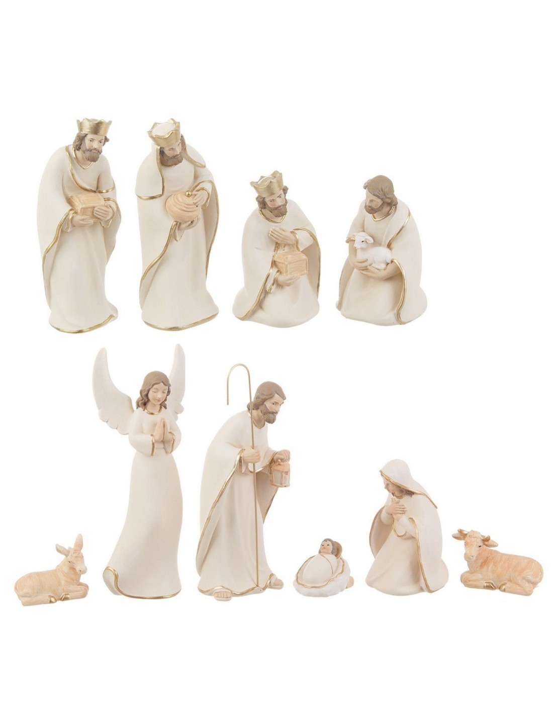 OGGETTISTICA NATALE: vendita online Natività Celestial bianca 10 figure in poliresina, statuine natalizie eleganti, presepe m...