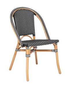 SEDIA 197310A BISTROT RATTAN NERO/BIANCO 56X48X84CM