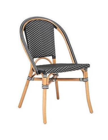 SEDIA 197310A BISTROT RATTAN NERO/BIANCO 56X48X84CM