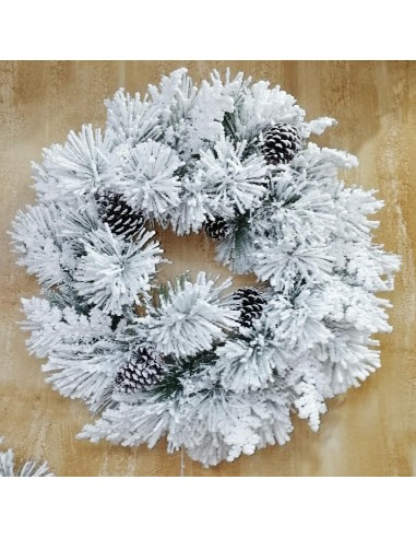 DIETROPORTA: vendita online Dietroporta di Natale innevato Chamonix 40 cm con pigne, decorazione festiva elegante, La magia d...