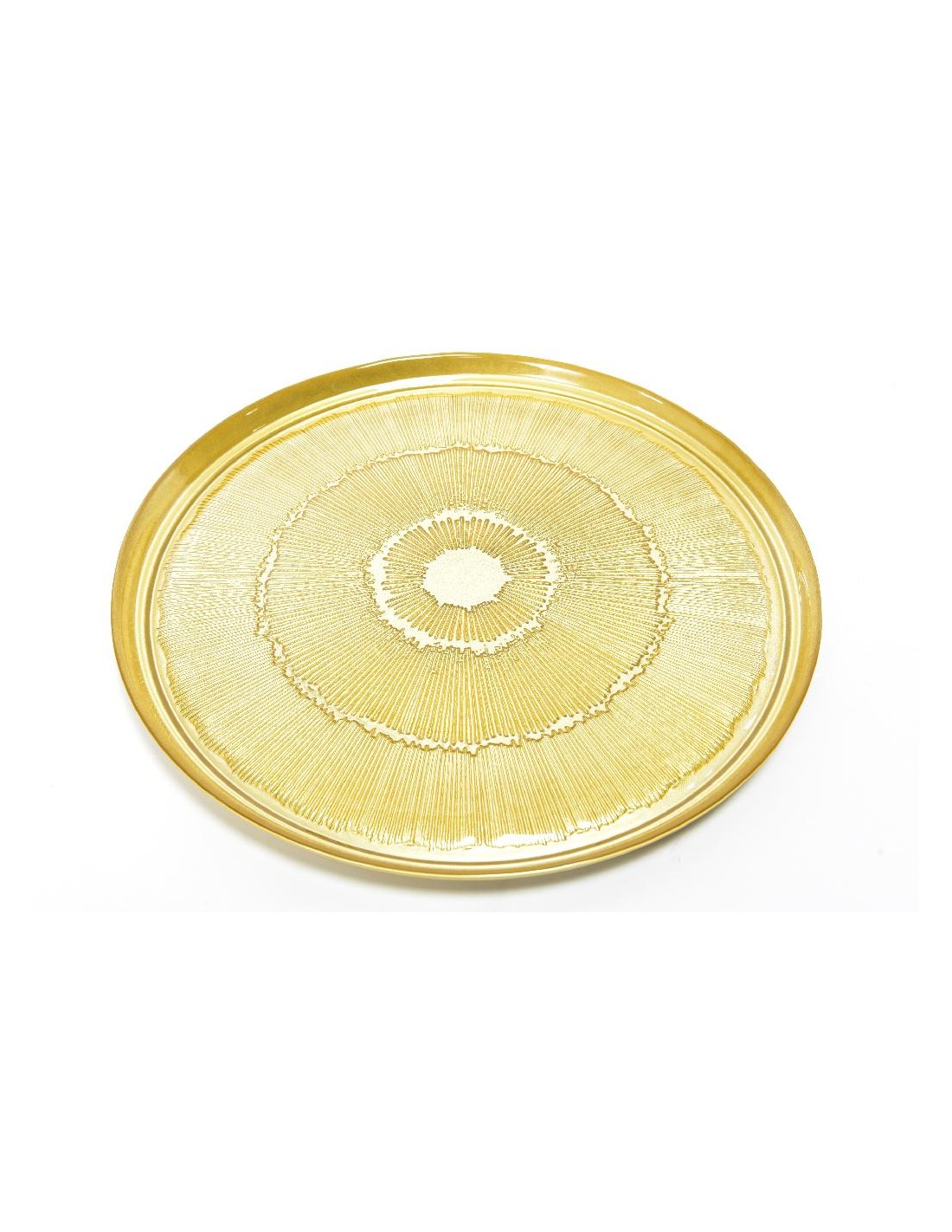 VASSOIO VETRO LINES ORO D33CM su Shop in Casa