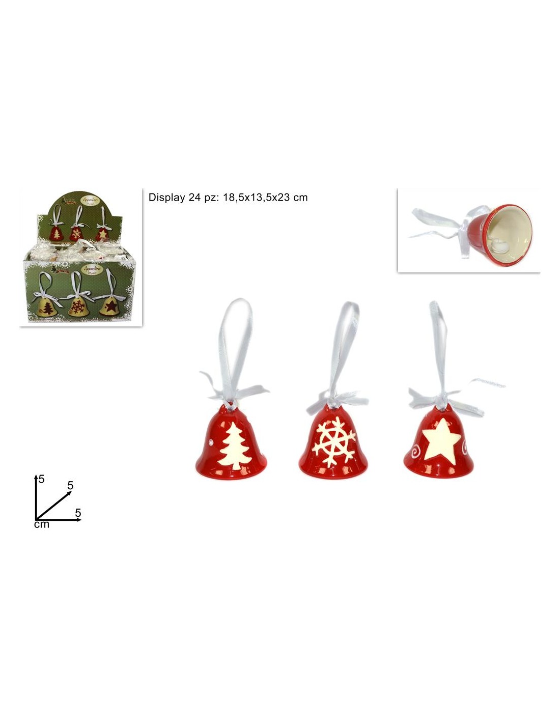 PENDENTE 31342 CAMPANELLA 5CM ROSSO ASSORTITO